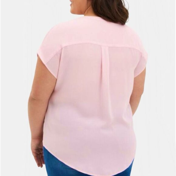 Torrid Pink Dolman Sleeve 1/4 Zip Georgette Blouse Sz 1X - Picture 4 of 14